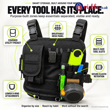 🛠️ Hands-Free Multi-Pocket Chest Tool Organizer – Keep Every Essential Within Reach
