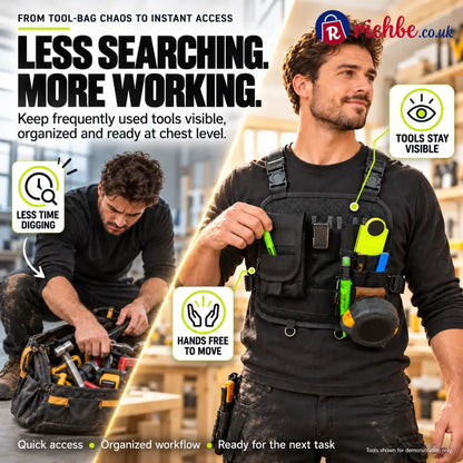 🛠️ Hands-Free Multi-Pocket Chest Tool Organizer – Keep Every Essential Within Reach
