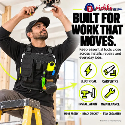 🛠️ Hands-Free Multi-Pocket Chest Tool Organizer – Keep Every Essential Within Reach