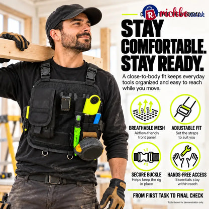 🛠️ Hands-Free Multi-Pocket Chest Tool Organizer – Keep Every Essential Within Reach