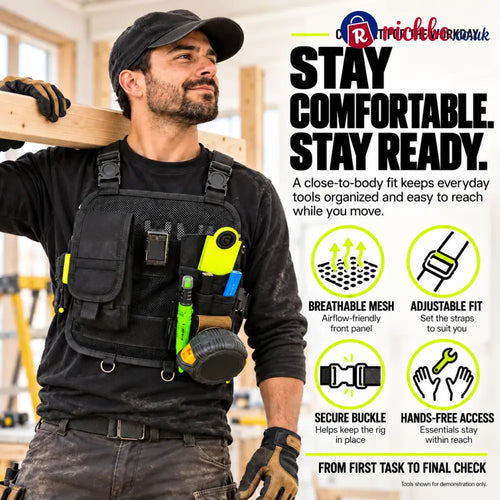 🛠️ Hands-Free Multi-Pocket Chest Tool Organizer – Keep Every Essential Within Reach