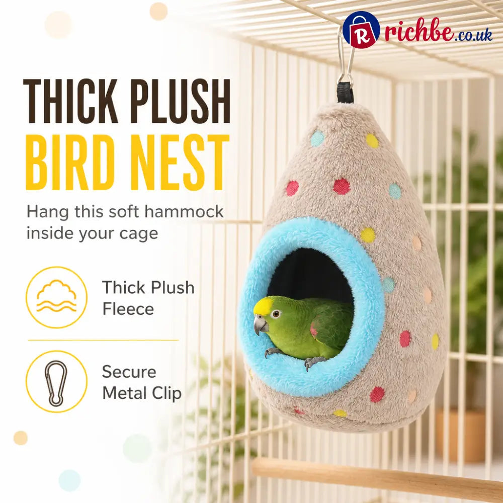 🥚 Hanging Cotton Bird Nest Hammock – Double-Layer Fleece Warm Cave For Small Birds ✨ - Hot sale