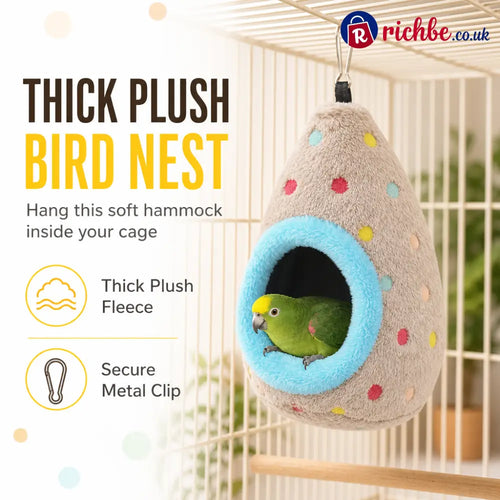 🥚 Hanging Cotton Bird Nest Hammock – Double-Layer Fleece Warm Cave For Small Birds ✨ - Hot sale