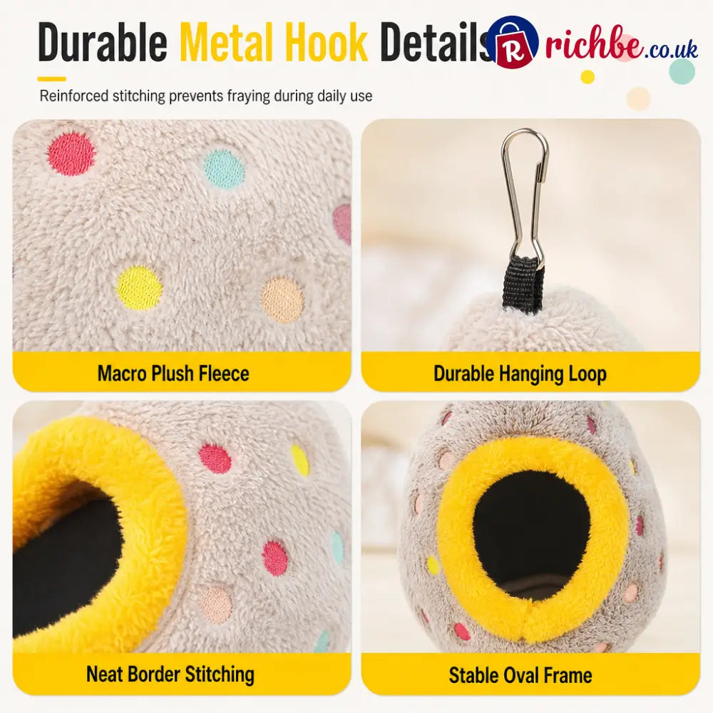 🥚 Hanging Cotton Bird Nest Hammock – Double-Layer Fleece Warm Cave For Small Birds ✨ - Hot sale