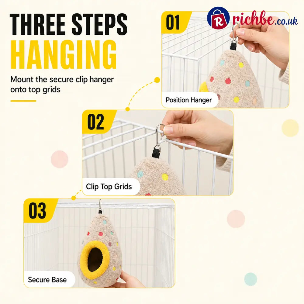🥚 Hanging Cotton Bird Nest Hammock – Double-Layer Fleece Warm Cave For Small Birds ✨ - Hot sale