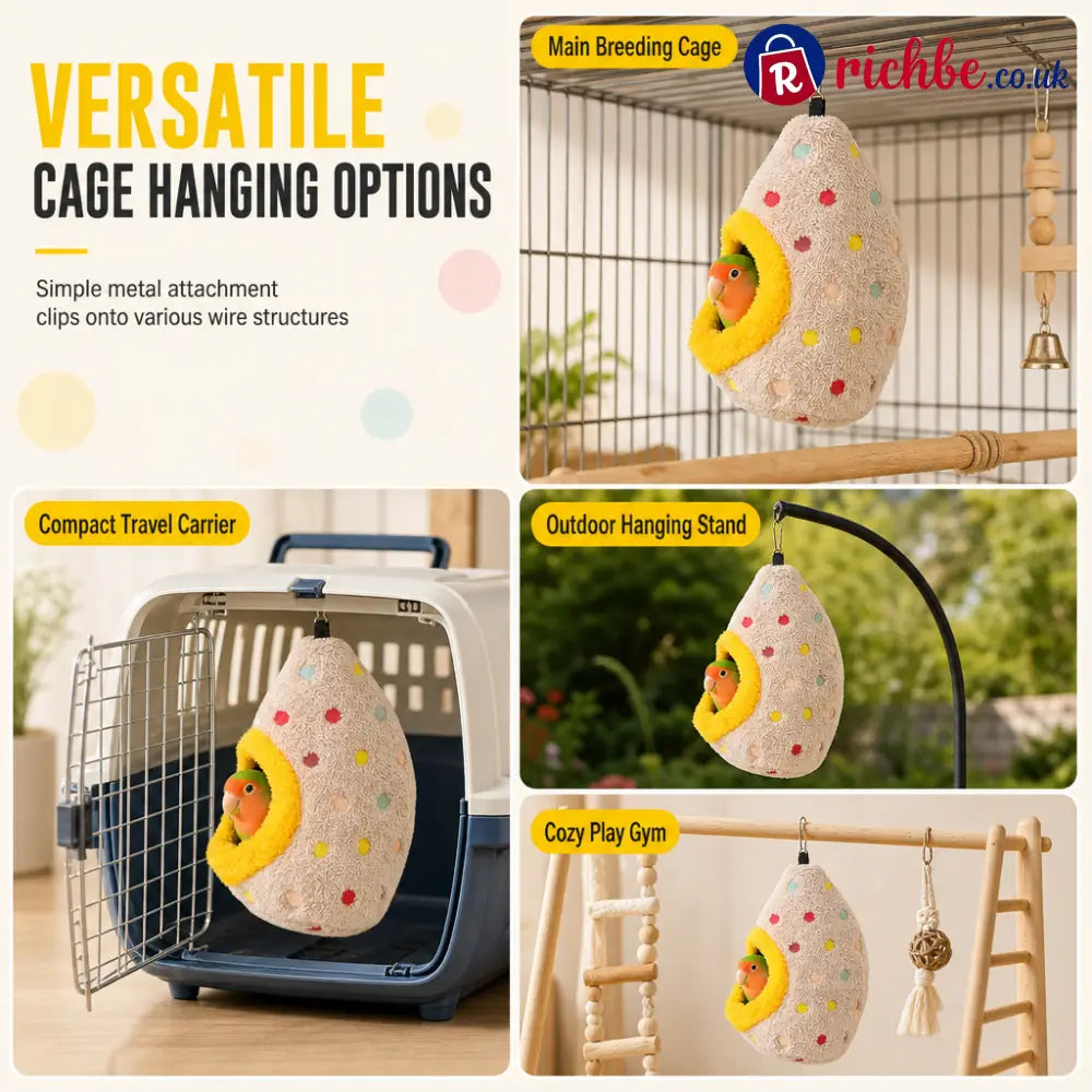 🥚 Hanging Cotton Bird Nest Hammock – Double-Layer Fleece Warm Cave For Small Birds ✨ - Hot sale
