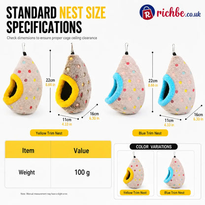 🥚 Hanging Cotton Bird Nest Hammock – Double-Layer Fleece Warm Cave For Small Birds ✨ - Hot sale