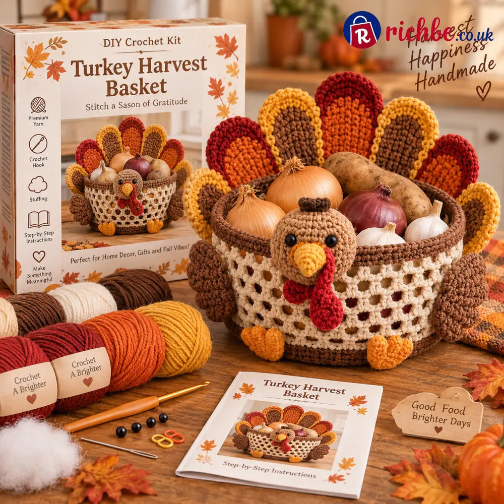 🍂🧶 Harvest Basket Crochet DIY Kit – Charming Vegetable Storage & Fall Décor - Variant 1