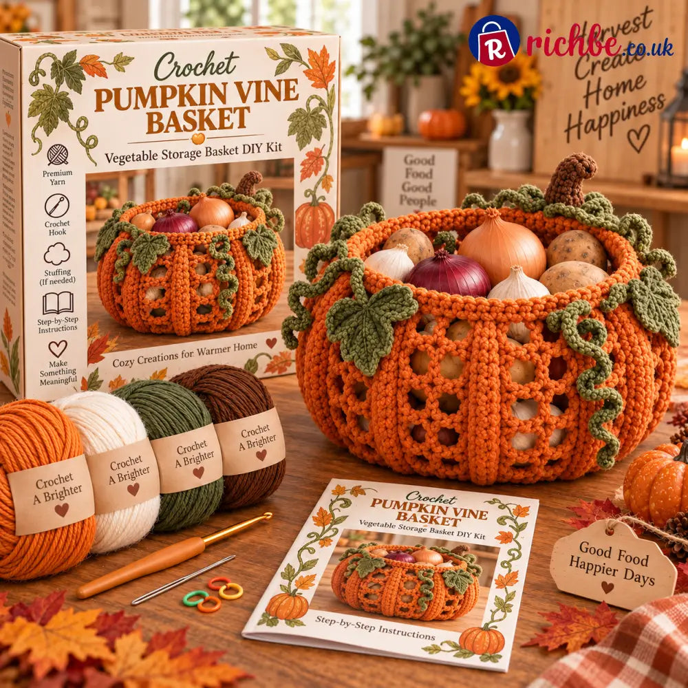 🍂🧶 Harvest Basket Crochet DIY Kit – Charming Vegetable Storage & Fall Décor - Variant 2
