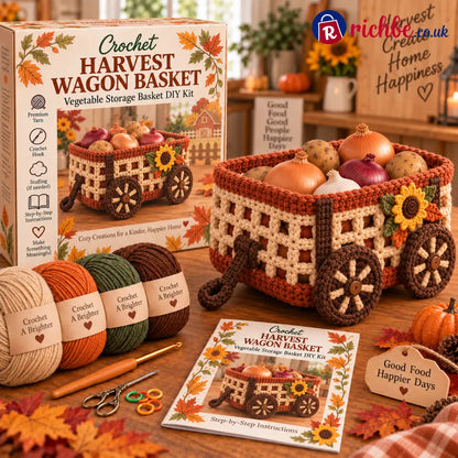 🍂🧶 Harvest Basket Crochet DIY Kit – Charming Vegetable Storage & Fall Décor - Variant 3