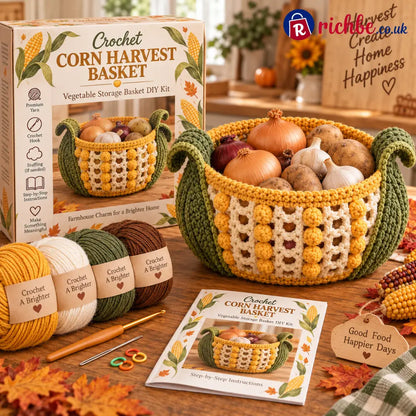 🍂🧶 Harvest Basket Crochet DIY Kit – Charming Vegetable Storage & Fall Décor - Variant 4