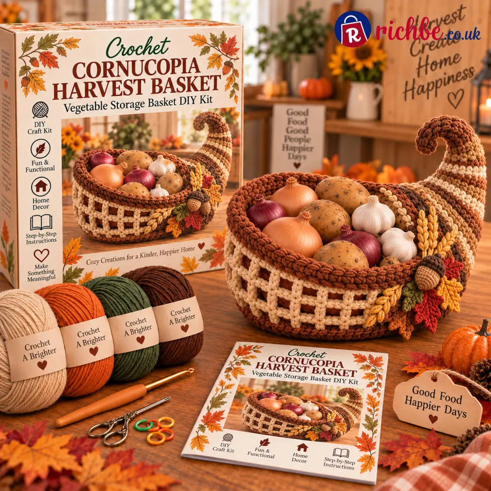 🍂🧶 Harvest Basket Crochet DIY Kit – Charming Vegetable Storage & Fall Décor - Variant 6