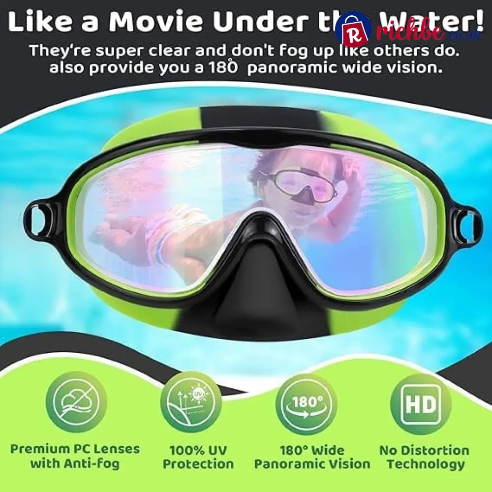 🌓HD children’s large frame waterproof and anti-fog swimming goggles