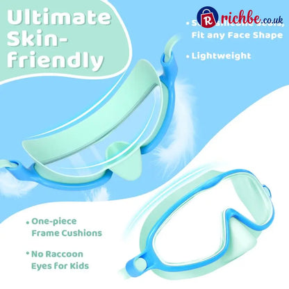 🌓HD children’s large frame waterproof and anti-fog swimming goggles
