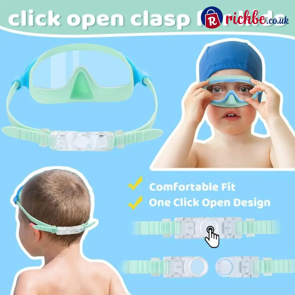 🌓HD children’s large frame waterproof and anti-fog swimming goggles