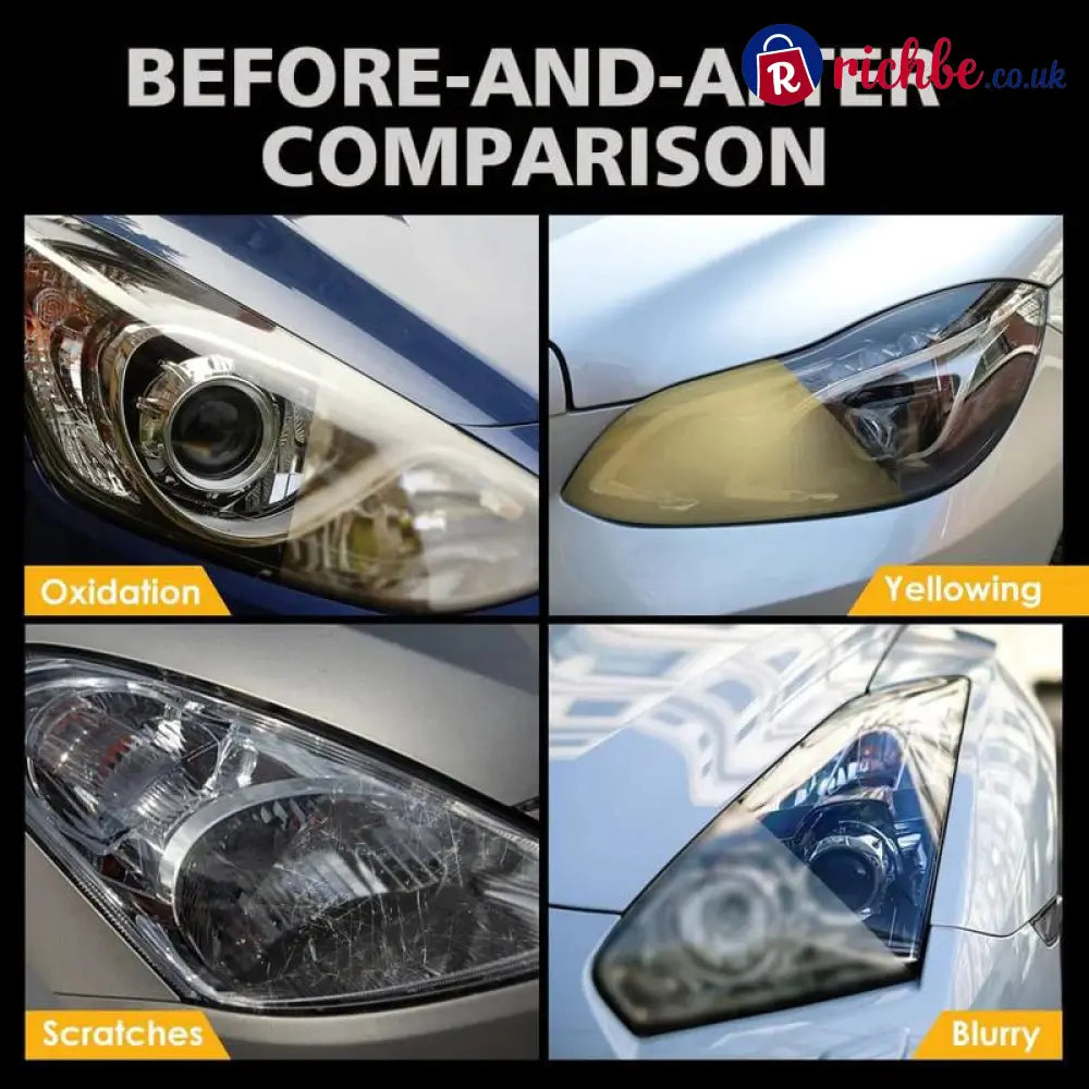 🚗 Headlight Crystal Restorer - 100 ml Cleaning Solution + Free Towel & Sponge