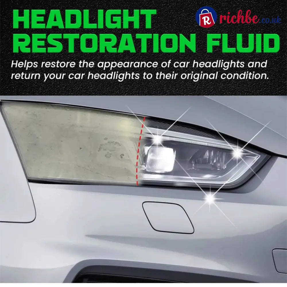 🚗 Headlight Crystal Restorer - 100 ml Cleaning Solution + Free Towel & Sponge