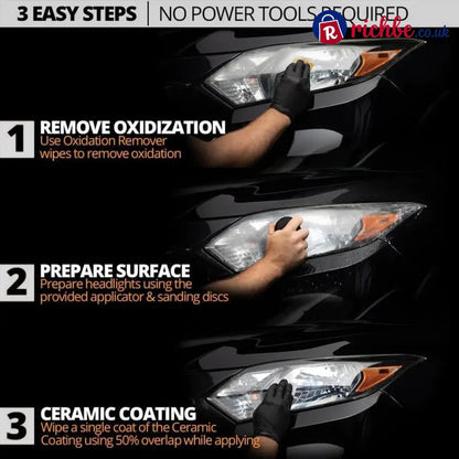 🚗 Headlight Crystal Restorer - 100 ml Cleaning Solution + Free Towel & Sponge