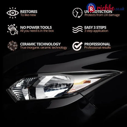 🚗 Headlight Crystal Restorer - 100 ml Cleaning Solution + Free Towel & Sponge