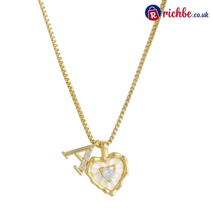 💎💥 Heart Shaped Letters Micro Pave Chain Necklace – Initial Pendant Titanium Steel Adjustable ✨ - A - Hot Products