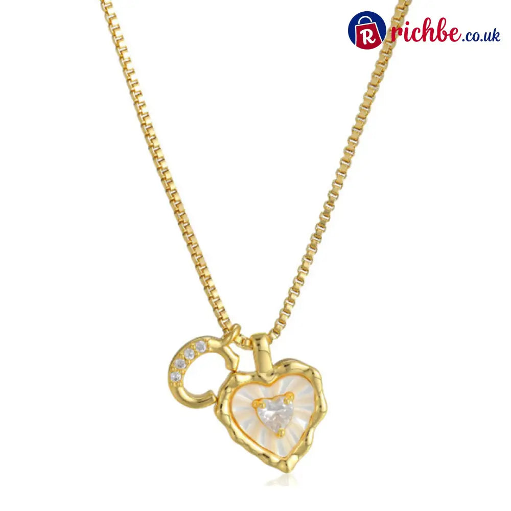 💎💥 Heart Shaped Letters Micro Pave Chain Necklace – Initial Pendant Titanium Steel Adjustable ✨ - C - Hot Products