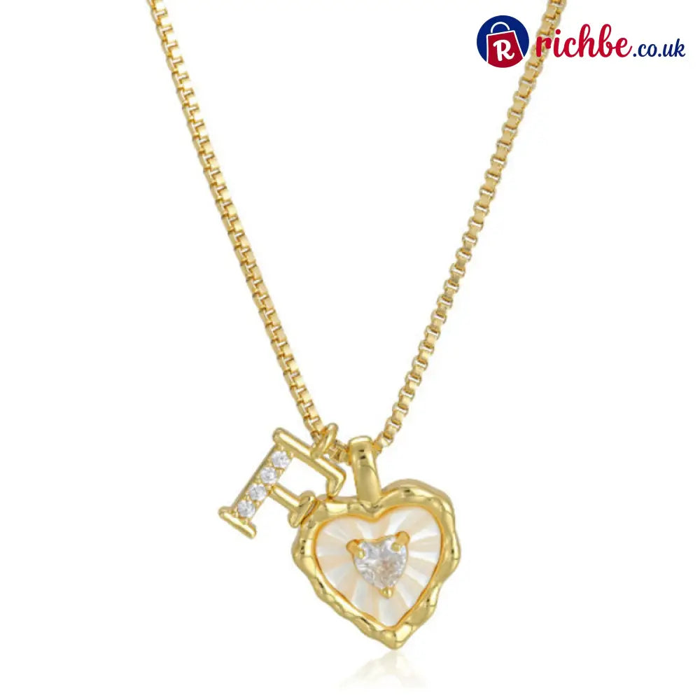 💎💥 Heart Shaped Letters Micro Pave Chain Necklace – Initial Pendant Titanium Steel Adjustable ✨ - F - Hot Products