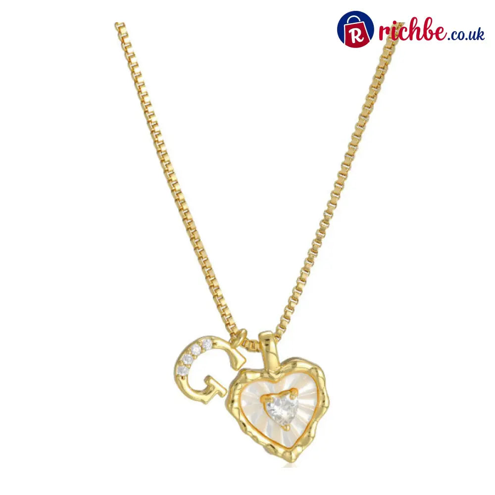 💎💥 Heart Shaped Letters Micro Pave Chain Necklace – Initial Pendant Titanium Steel Adjustable ✨ - G - Hot Products