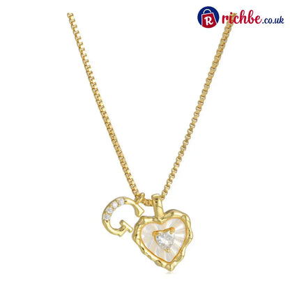 💎💥 Heart Shaped Letters Micro Pave Chain Necklace – Initial Pendant Titanium Steel Adjustable ✨ - G - Hot Products
