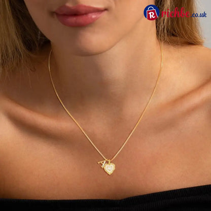 💎💥 Heart Shaped Letters Micro Pave Chain Necklace – Initial Pendant Titanium Steel Adjustable ✨ - Hot Products