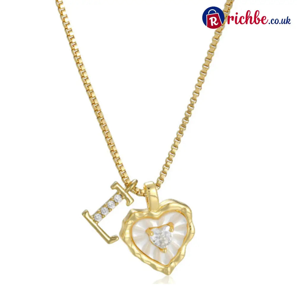 💎💥 Heart Shaped Letters Micro Pave Chain Necklace – Initial Pendant Titanium Steel Adjustable ✨ - L - Hot Products