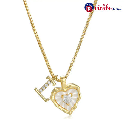 💎💥 Heart Shaped Letters Micro Pave Chain Necklace – Initial Pendant Titanium Steel Adjustable ✨ - L - Hot Products