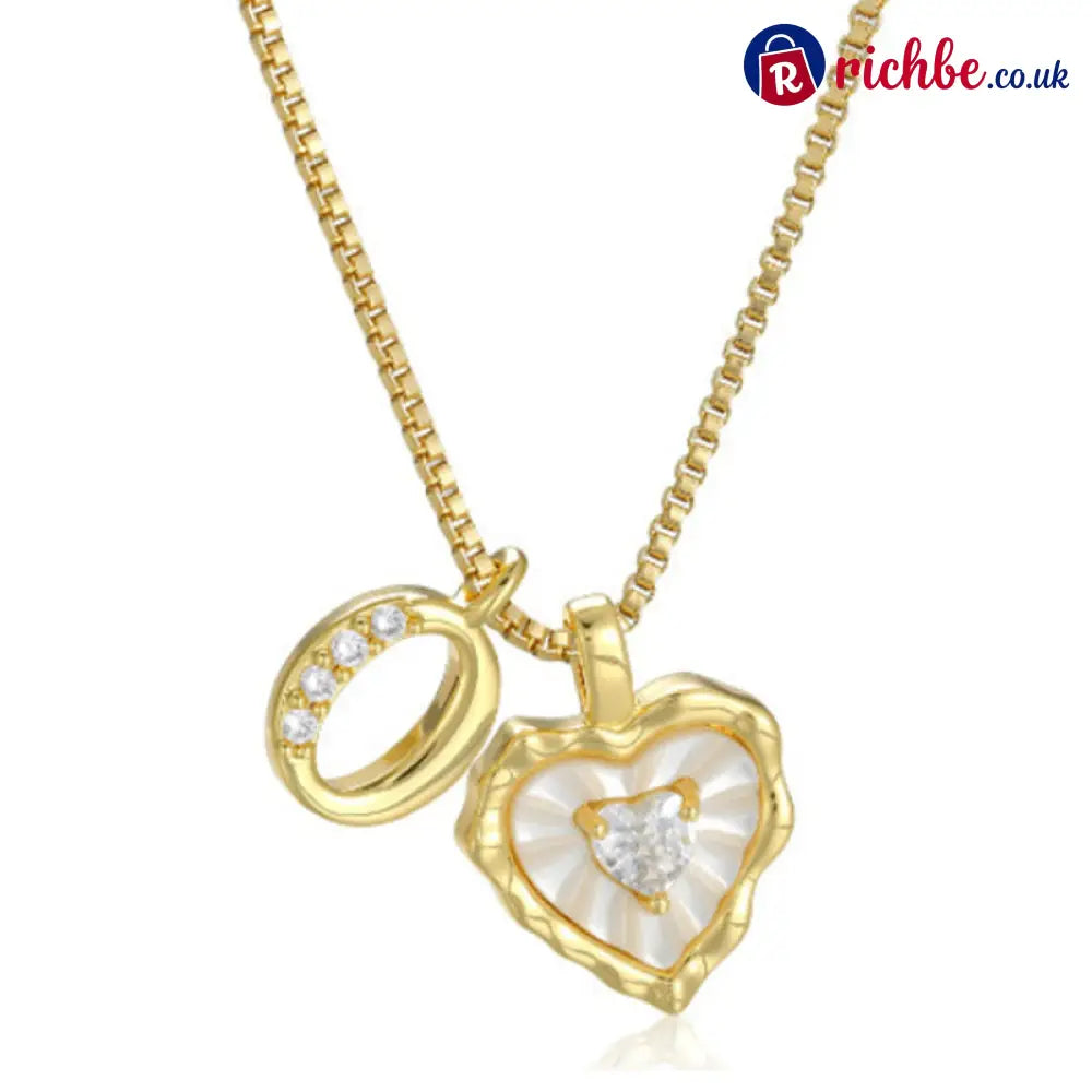 💎💥 Heart Shaped Letters Micro Pave Chain Necklace – Initial Pendant Titanium Steel Adjustable ✨ - O - Hot Products