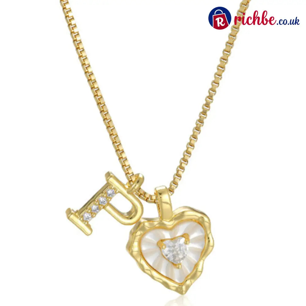 💎💥 Heart Shaped Letters Micro Pave Chain Necklace – Initial Pendant Titanium Steel Adjustable ✨ - P - Hot Products