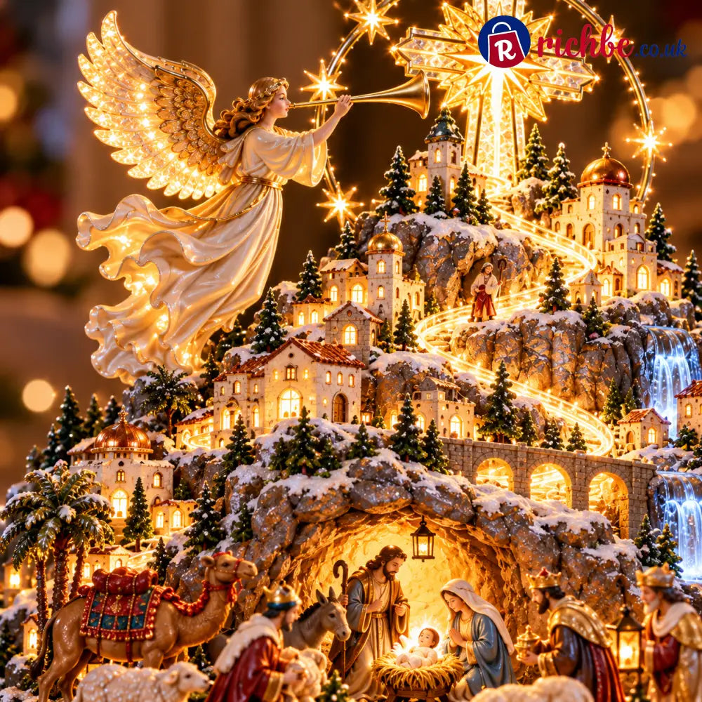 ✝️✨ Heavenly Nativity Mountain™ – Illuminated Bethlehem Faith Village & Christmas Tabletop Light