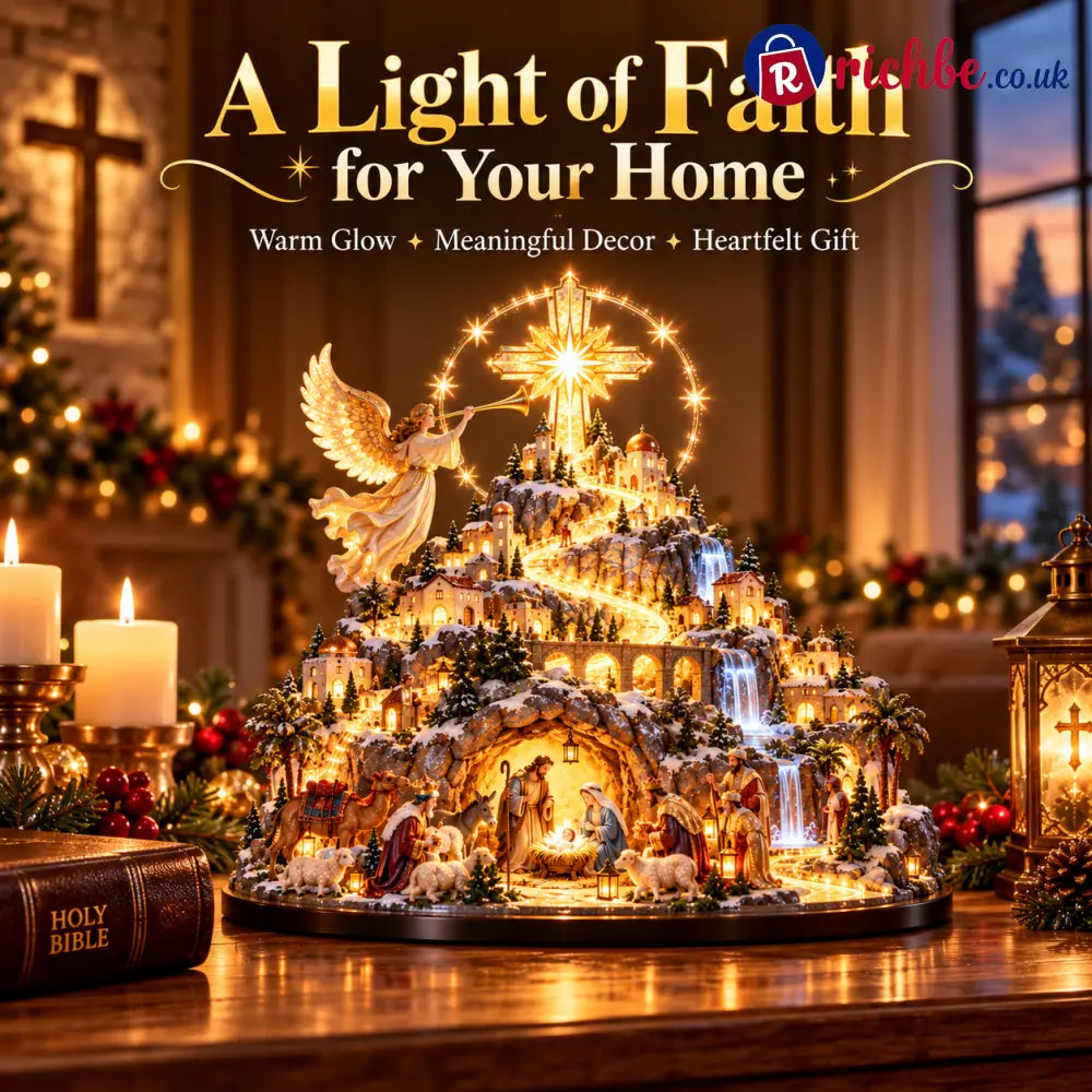✝️✨ Heavenly Nativity Mountain™ – Illuminated Bethlehem Faith Village & Christmas Tabletop Light