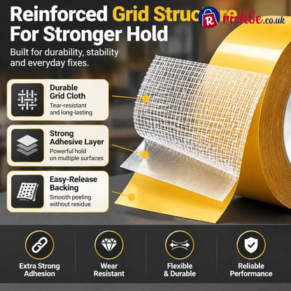 🔥 Heavy-Duty Double-Sided Grid Tape – Strong Hold Easy Tear & Clean Removal