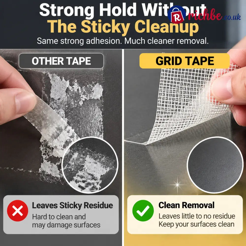 🔥 Heavy-Duty Double-Sided Grid Tape – Strong Hold Easy Tear & Clean Removal