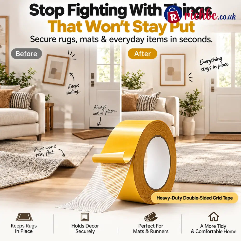 🔥 Heavy-Duty Double-Sided Grid Tape – Strong Hold Easy Tear & Clean Removal