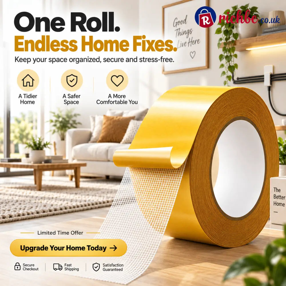 🔥 Heavy-Duty Double-Sided Grid Tape – Strong Hold Easy Tear & Clean Removal