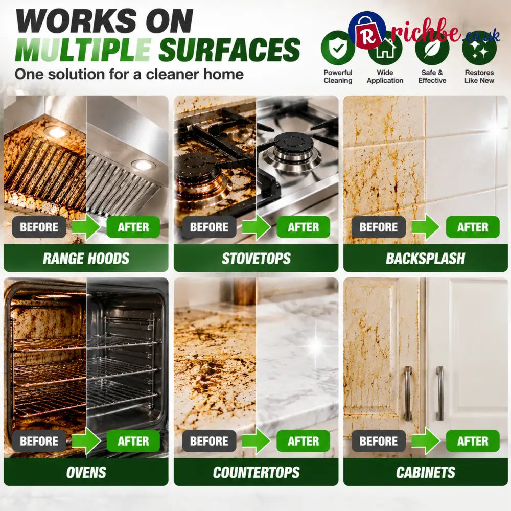 🧽 Heavy Duty Kitchen Degreaser Spray – Powerful Grease Remover For Stove Oven Cabinets & Multiple Surfaces