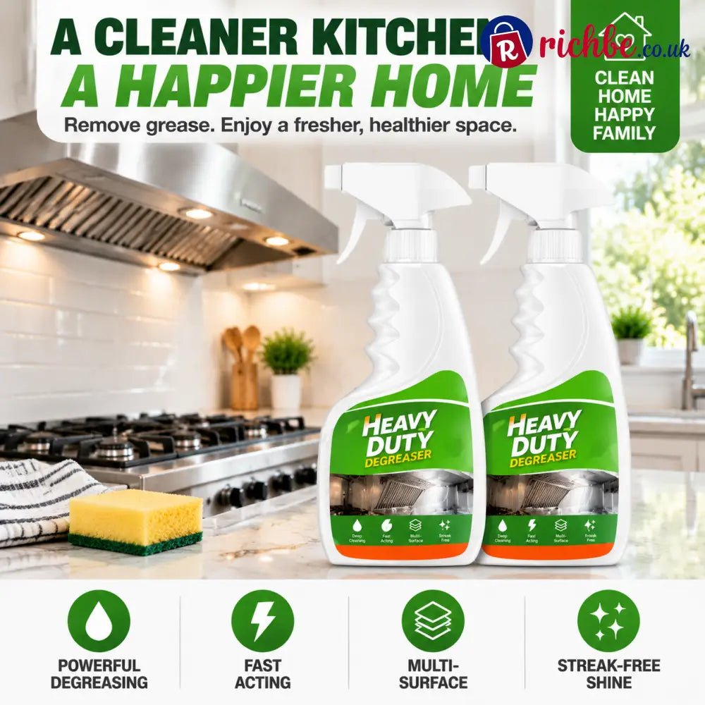 🧽 Heavy Duty Kitchen Degreaser Spray – Powerful Grease Remover For Stove Oven Cabinets & Multiple Surfaces - Buy 1