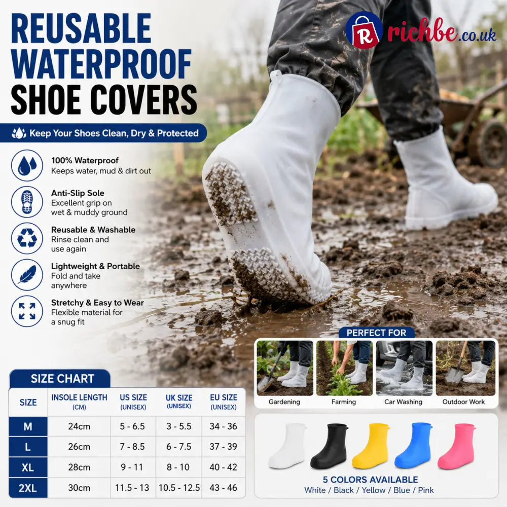 🌧️ Heavy-Duty Non-Slip Reusable Waterproof Shoe Covers – Keep Shoes Clean & Dry