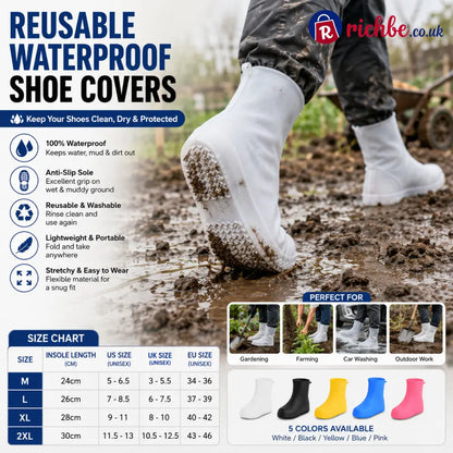 🌧️ Heavy-Duty Non-Slip Reusable Waterproof Shoe Covers – Keep Shoes Clean & Dry