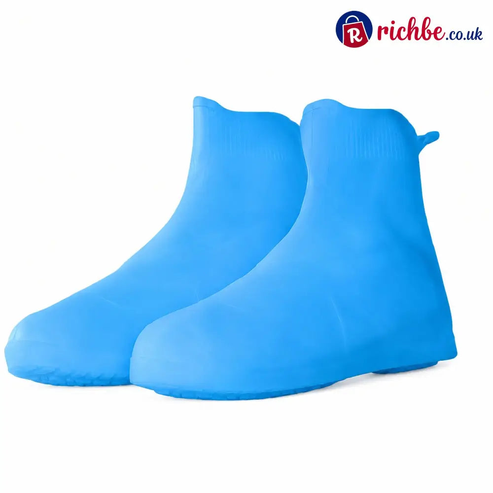 🌧️ Heavy-Duty Non-Slip Reusable Waterproof Shoe Covers – Keep Shoes Clean & Dry - Blue / M (UK 3-5.5)