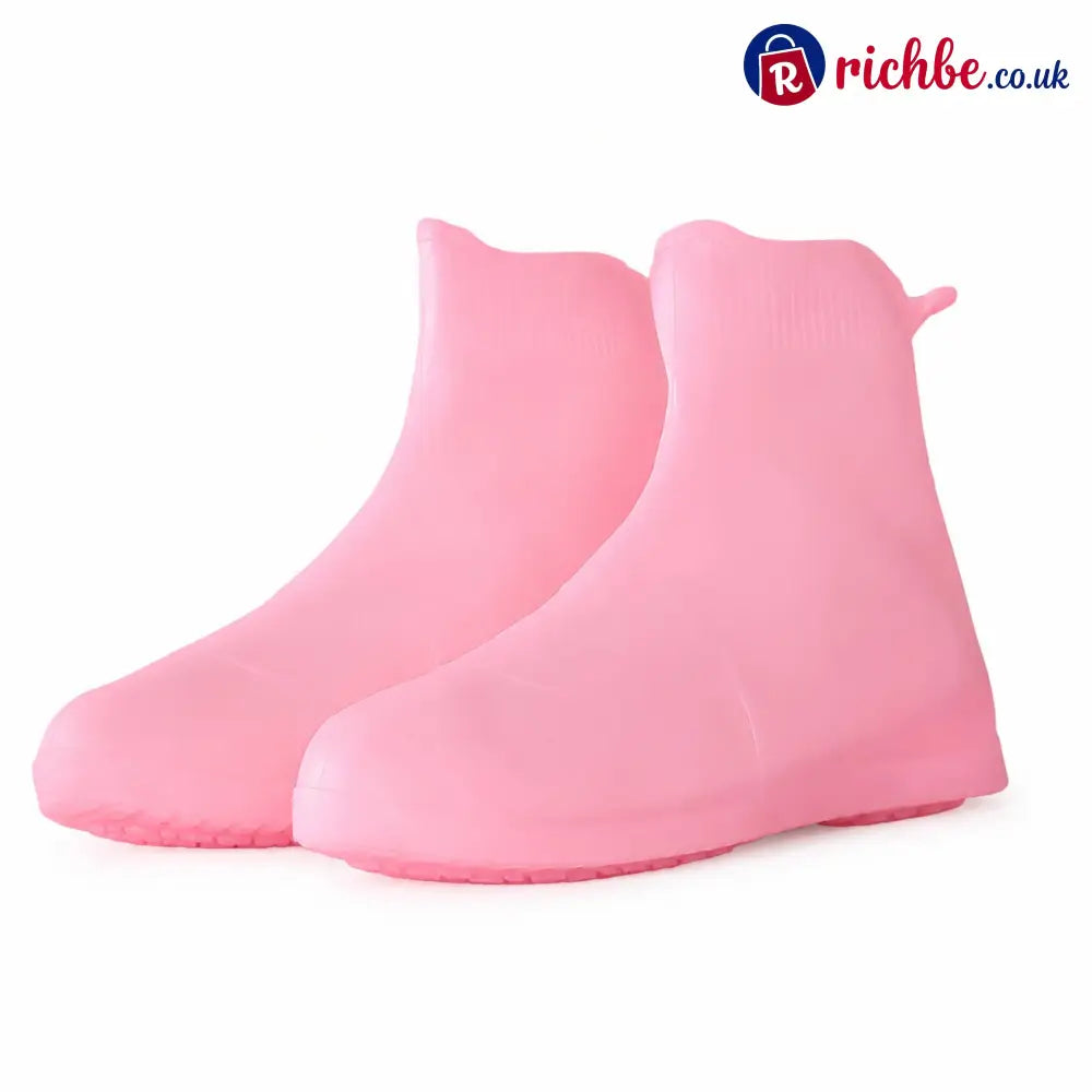 🌧️ Heavy-Duty Non-Slip Reusable Waterproof Shoe Covers – Keep Shoes Clean & Dry - Pink / M (UK 3-5.5)