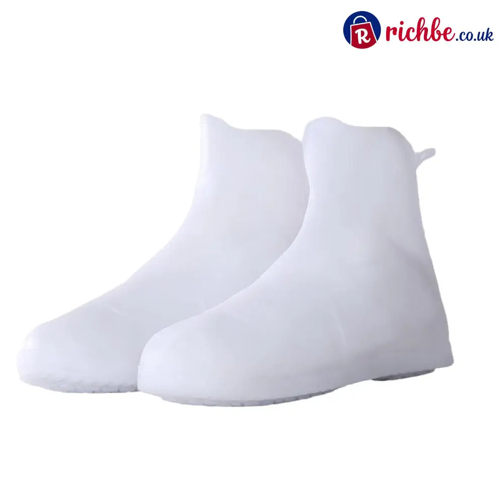 🌧️ Heavy-Duty Non-Slip Reusable Waterproof Shoe Covers – Keep Shoes Clean & Dry - White / M (UK 3-5.5)