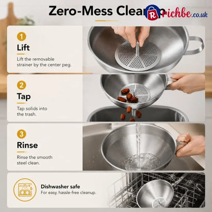 🍳Heavy-Duty Stainless Steel Kitchen Funnel (Strainer Included)