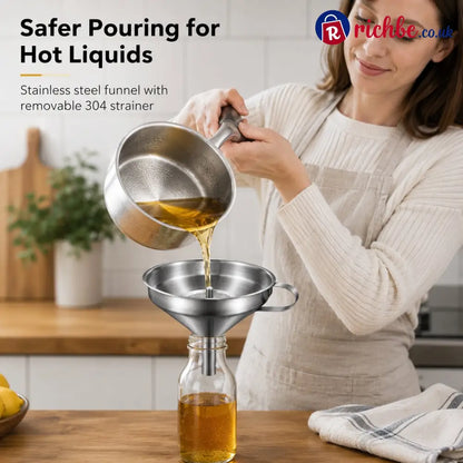 🍳Heavy-Duty Stainless Steel Kitchen Funnel (Strainer Included) - Buy 1