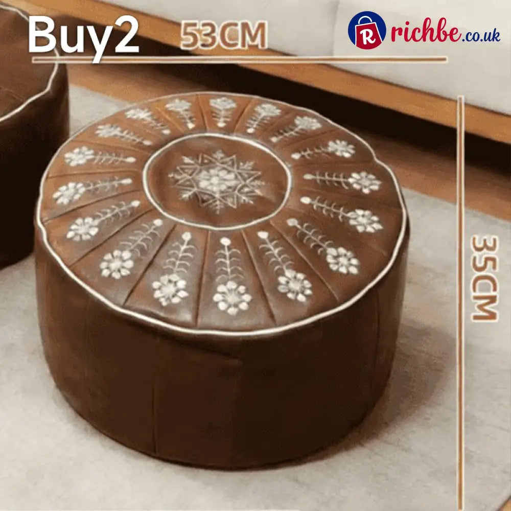 High-end luxury-quality leather Versatile Round Storage Seat - 2 Brown - Hot Sale