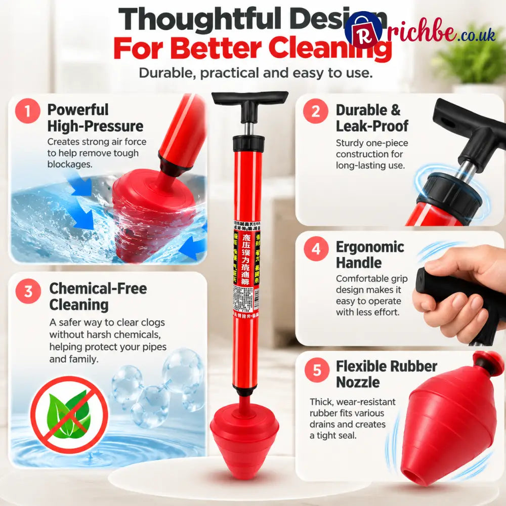 🚽 High Pressure Drain Cleaner – Powerful Toilet & Sink Clog Remover Tool